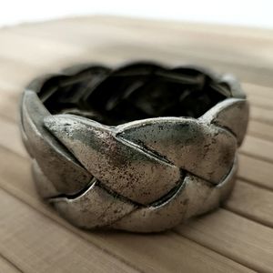 Silver Tone Braided Metal Bangle
